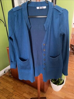 Blue Women’s Button-Front Cardigan Sweater by Calico